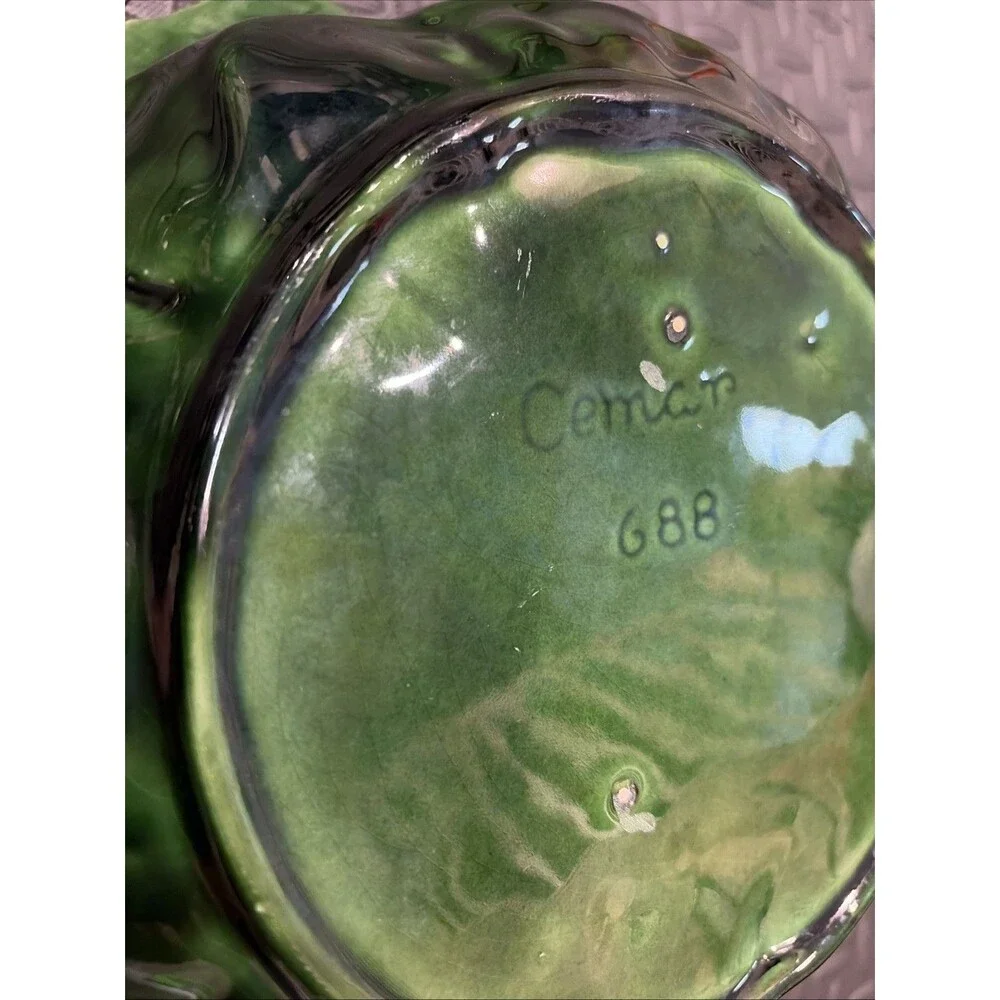 Cemar 688 Dark Green Cabbage Bowl California Pottery Sonoma bordallo pinheiro